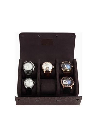 Modalo Optimus Watch Roll, 6 Saat Için Mikroleder Seyahat Kutusu Saat Kutuları Kahverengi