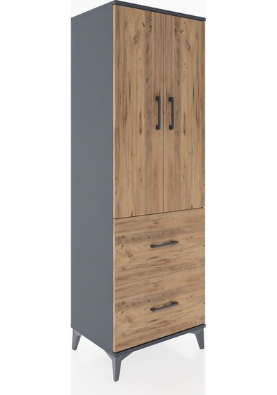 Hyperion Dolap 3 Raflı 2 Çekmeceli 2 Kapaklı 60x44x182 Antras... Antrasit