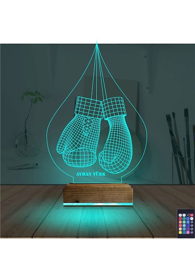 Luvivia Box Boks Boksör Kişiye Özel 3d Lamba - Masa Gece Lambası Şeffaf