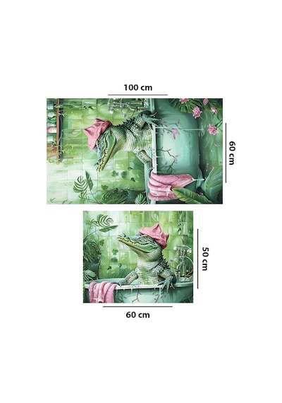 Crocodile 2'li Banyo Paspası,kaymaz Tabanlı,yıkanabilir 60x100 50x60 Cm Djtbanyo Renkli