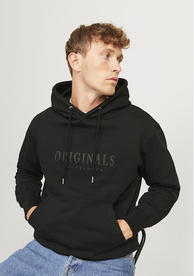 Jack & Jones Erkek Kapüsonlu Gögüs Logo Baskili Sweatshirt - Frederiksberg 12262811 Black Siyah Jack & Jones Erkek Kapüsonlu Gögüs Logo Baskili Sweatshirt - Frederiksberg 12262811 Black Siyah