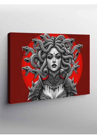 Kanvas Tablo Kırmızı Arka Planlı Medusa