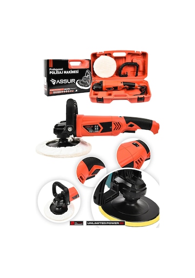 Assur 1200w Polisaj Makinesi Devir Ayarlı 180mm Pasta Cila-2577