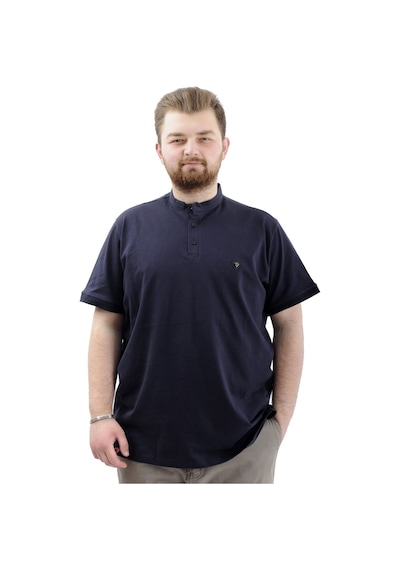 Mode Xl Büyük Beden Erkek Tişört Düğmeli Hakim Yaka T-shirt U24339 Lacivert Lacivert