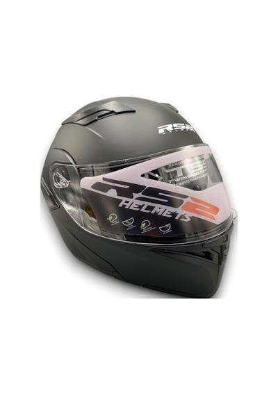 Motosiklet Rs2 Kask Çene Açılır Güneş Vizörlü Mat Black Mat Siyah