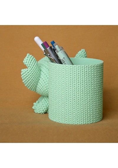 3d Baskı Knitted Kalemlik - Sevimli Karakterli Masaüstü Kalem Organizeri-mint Çok Renkli