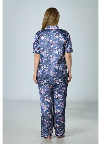 Nisanca Premium Saten Çeyizlik Kadın Pijama Takımı Kore İpeği Dokusu, Dantel Detaylı, Hediye Kutulu Füme
