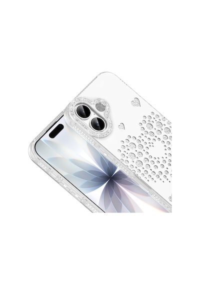 iPhone 17 Kılıf Damla Taşlı Zore Rivas Sert Pc Kapak - Beyaz