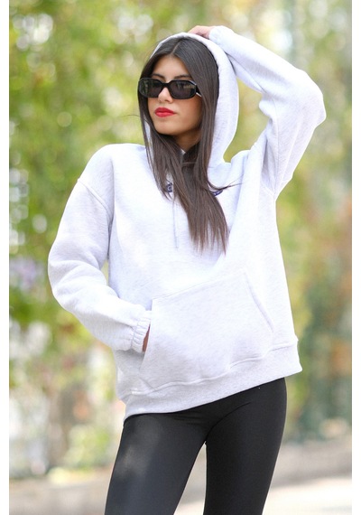 Giysa Kadın Kapüşonlu Sweatshirt Kar Melanj Vintage Baskılı Kanguru Cepli Şardonlu 3ip - 25102 Kar Melanj Giysa Kadın Kapüşonlu Sweatshirt Kar Melanj Vintage Baskılı Kanguru Cepli Şardonlu 3ip - 25102 Kar Melanj