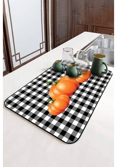 Turuncu Bal Kabağı Microfiber Bulaşık Kurutma Matı Mm021n11
