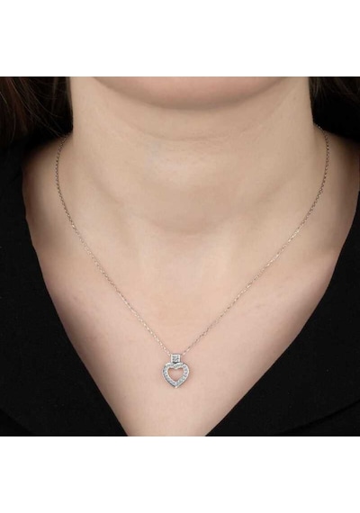 Swarovski Taşlı Gümüş Kalp Kadın Kolye (520762704)