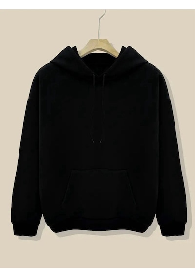 Medinenur Paris Romantic Baskılı Cepli Sweatshirt Siyah