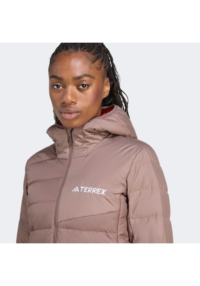 Adidas Terrex Multi Light Down Climawarm Kapüşonlu Kadın Kahverengi Yürüyüş Montu Jz9992