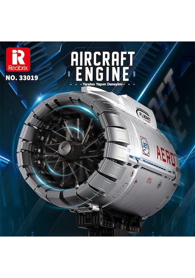 Reobrix Technic 33019 Uçak Motoru Aircraft Engine Batarya&motorlu Yaratıcı Yapı Blok Seti Building Blocks - 1813 Parça