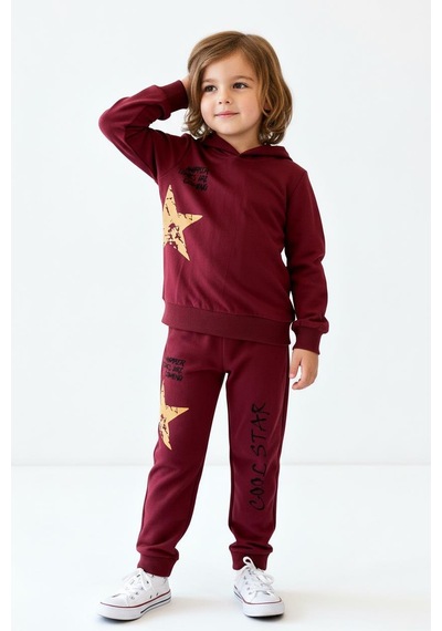 Miababy Cool Star Baskılı 2 Li Takım Bordo