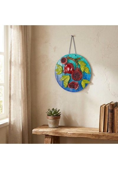 Nar Figürlü Duvar & Masa Tablosu 21 Cm Ahşap Dokulu Bereket Dekoru & Yeni Ev Hediyesi
