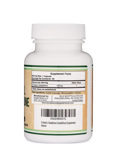 Double Wood S-acetyl L-glutathione 100mg 60 Capsul. Abd Menş...