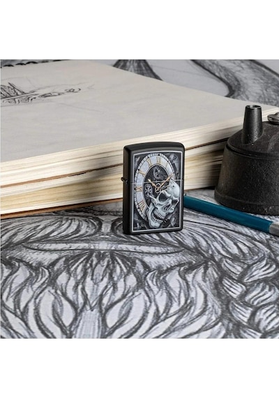 Zippo Çakmak 29854 Skull Clock Design