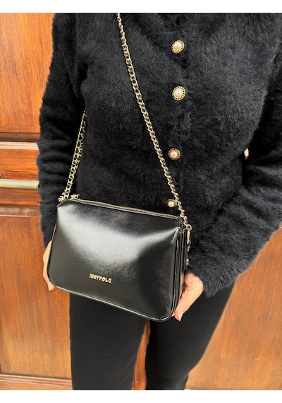 Just Polo Kadın Zincir Askılı Günlük Ve Özel Kullanıma Uygun Şık Tasarımlı Omuz & Çapraz Çanta Shoulder Bag Siyah