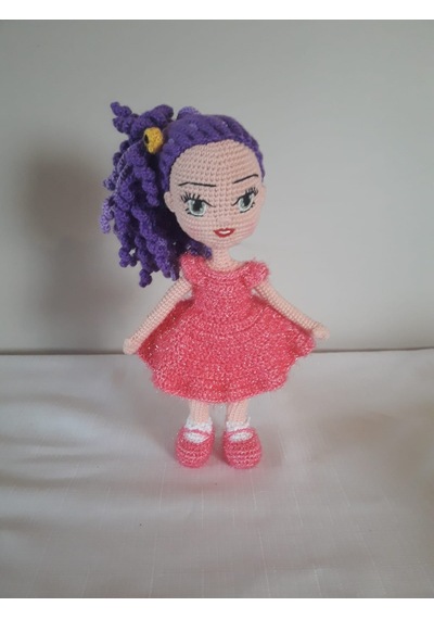 Amigurumi Mor Saçlı Kız Oyuncak