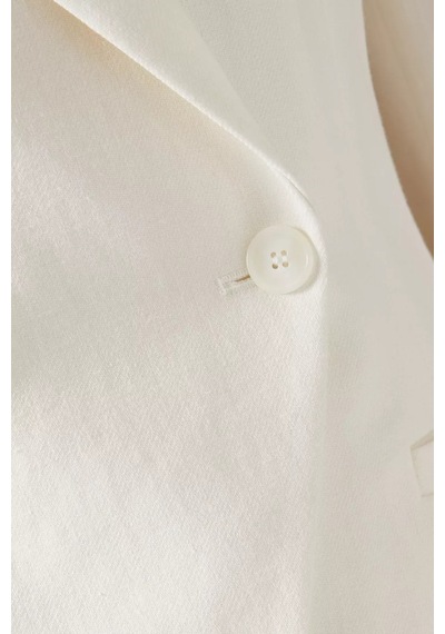 12storeez Off White Linen Blazer,yazlık Kırışmayan Ve Belden Oturan Şık Ceket Krem