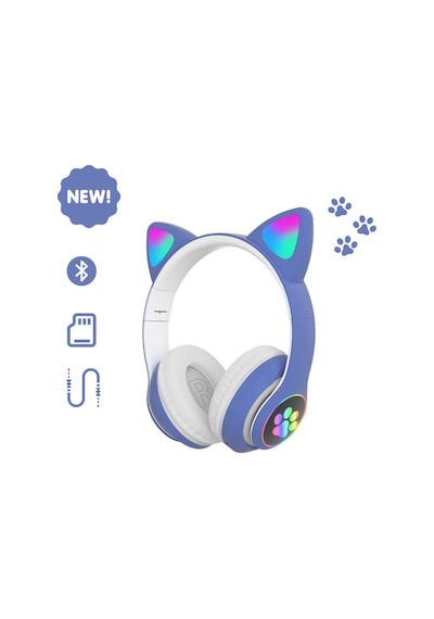 Kedi Kulaklık Kart Girişli Radyolu Bluetooth 5.0 Kulaklık Yüksek Ses Akıllı Led Işıklı Kedi Kulaklık