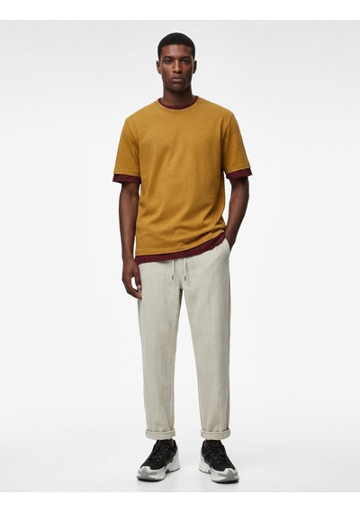 Koton Pamuklu Cepli Beli Bağcıklı Bol Oversize Jogger Jean Pantolon Taş 6sam40275nd