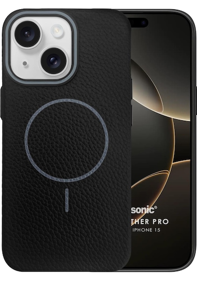 Microsonic Apple Uyumlu iPhone 15 Kılıf Magleather Pro Siyah -
