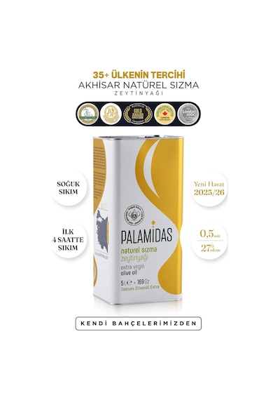 Palamidas Yeni Hasat Soğuk Sıkım Zeytinyağı Teneke 5 L
