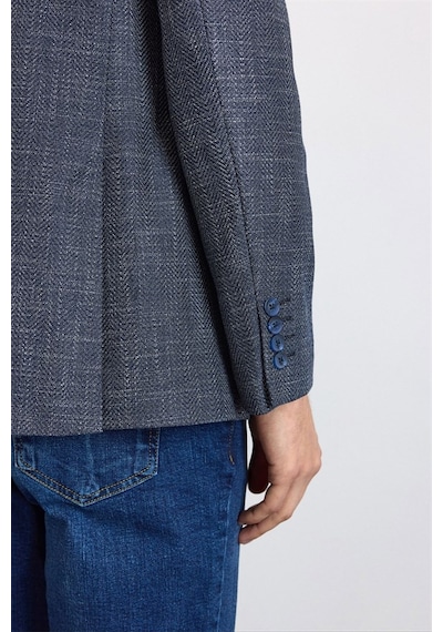 Süvari Lacivert Slim Mono Yaka Düz Pike Torba Cep Yıkamalı 6 Drop Klasik Ceket Sct2021600002-m09