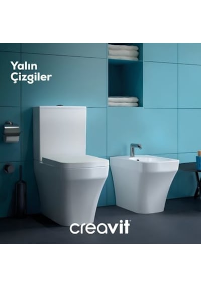 Beyaz Kanalsız Duvara Sıfır Klozet Takım İle Minimalizm Açık Bej