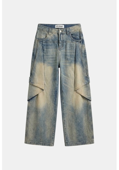 Kadın Kot Rengi Baggy Fit T13t Özel Tasarım Denim Jean Mavi