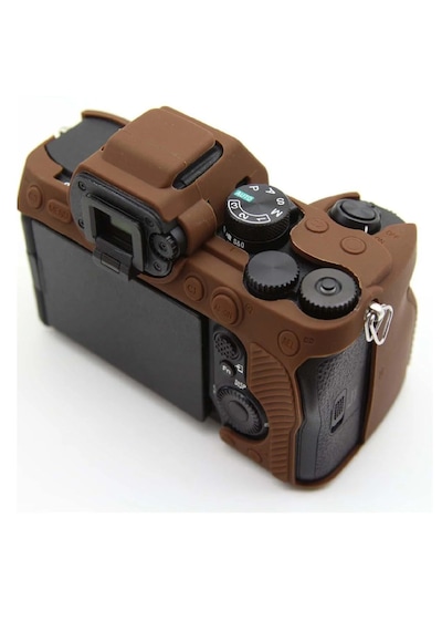 Mettzchrom Sony A7m4 A74 A7m5 Mark V A7 Mark 4 Uyumlu Silikon Koruyucu Kılıf Kahverengi