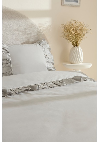 Karaca Home Viento %100 Pamuk Çift Kişilik Nevresim Takımı Gri Gri