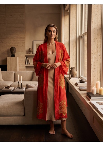 Brandsmiths Red Ethereal Coral Kimono Sarı