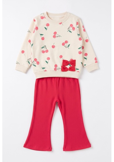 Minipomes Kız Bebek Little Cherry Eşofman Takım Pembe