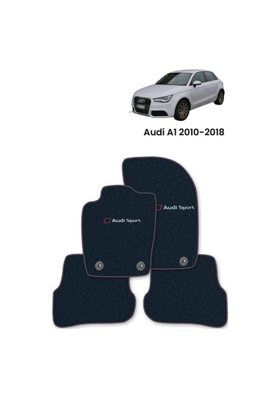 Oto Halı Paspas Seti Audi A1 8x 2010 - 2018 Uyumlu Sline Sport Kaymaz & Şık Tasarım - Siyah Sport