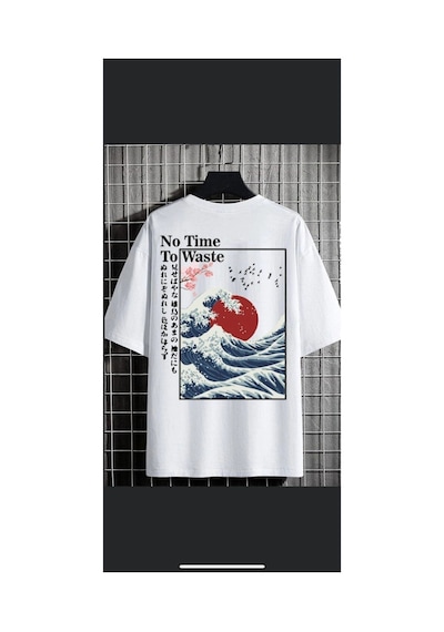 Tarzsokak Erkek Beyaz No Time Oversize Bisiklet Yaka Tshirt