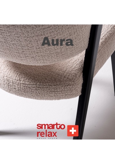 Smarto Relax Aura 2'li Yemek Masası Sandalye Seti - Ahşap/siyah Ayaklı, Krem Kumaş Krem & Siyah