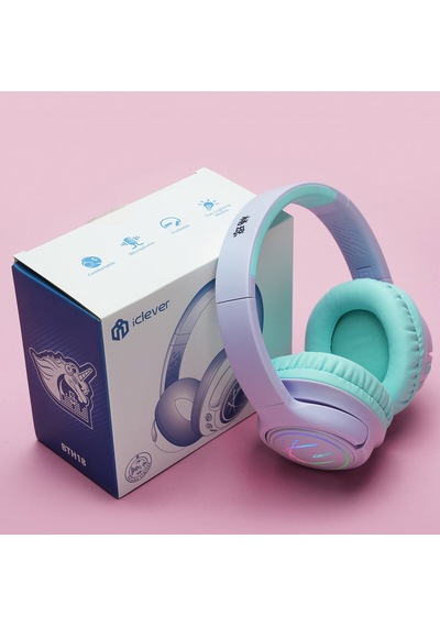 4 Adet İclever Bth18 Bpa Free Led Işıklı Çocuk Bluetooth Kulaklık - Mor