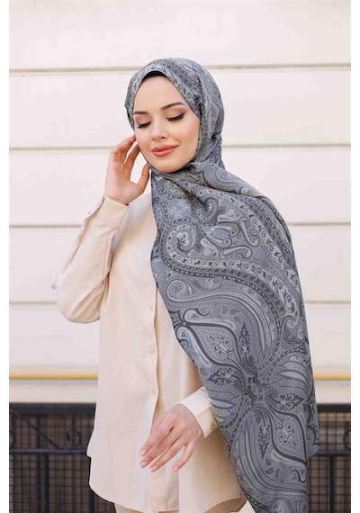 Etro Desen Premium Şal Gri Çok Renkli