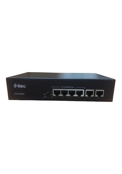Ttec 0665p 4+2 Portlu, 10/100 Fast Ethernet, Poe Switch 2 Fast Ethernet Uplink, 4 Port Poe + 65w