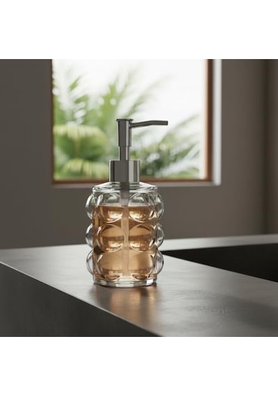 Bubble Cam Sıvı Sabunluk - 450 Ml Kabartmalı Şık Banyo Ve Mutfak Sabunluğu 7x12 Cm 5067 - Şeffaf Diğer