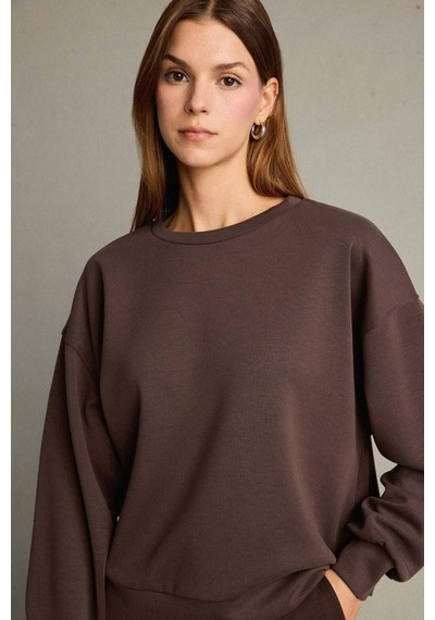 Defacto Bisiklet Yaka Modal Sweatshirt G2913ax25aubn336 Kahve