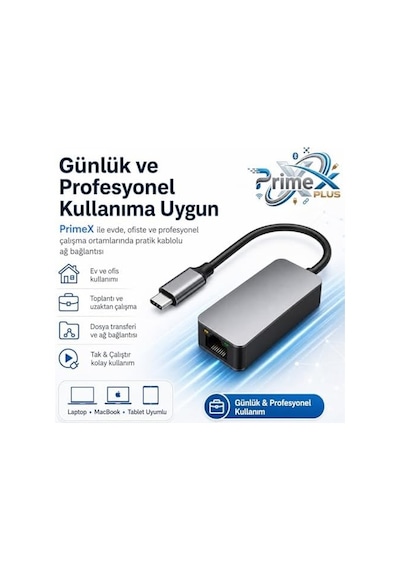Px-4752 Type C To Gigabit Ethernet, Type C To Rj45 10/100/1000/2500mbps Gigabit İnternet Çevirici, Typec To Ethernet Dönüştürücü Adaptör