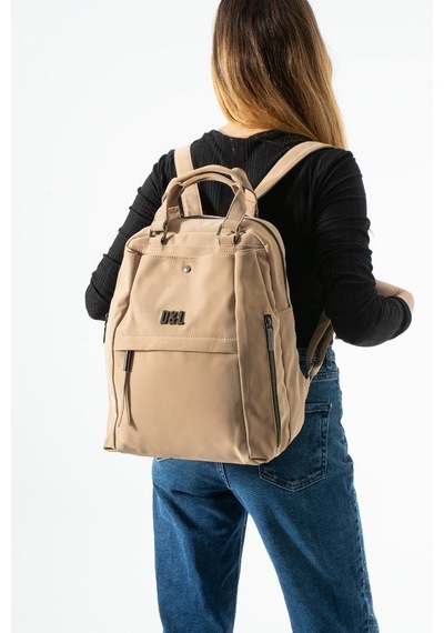 Baginn Nubuk-süet Dokulu Kadın Sırt Çantası Vegan Deri 35 29 Cm İster Elde İster Sırtta Fonksiyonel 19a Vizon