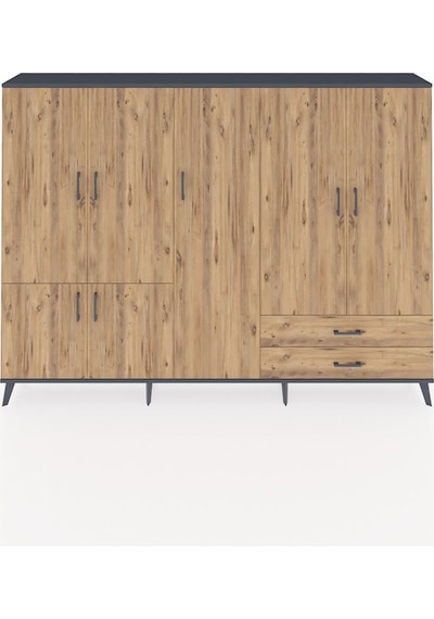Arges Dolap 12 Raflı 2 Çekmeceli 7 Kapaklı 220x30x163 Antrasit-ça Antrasit-çam Arges Dolap 12 Raflı 2 Çekmeceli 7 Kapaklı 220x30x163 Antrasit-ça Antrasit-çam