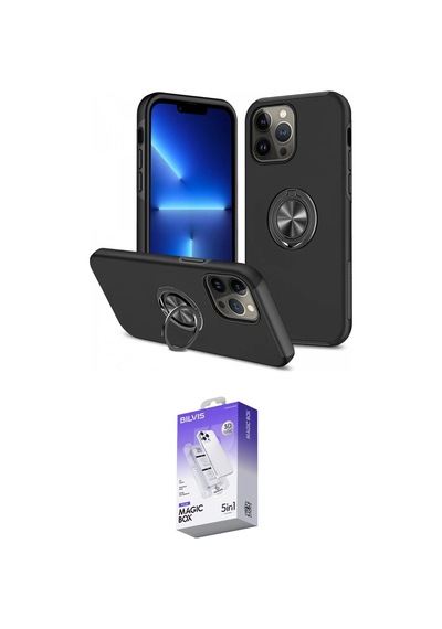 İeg Apple iPhone Uyumlu 13 Pro Max Kılıf Konsantrasyon Form Prime - Siyah Bilvis 5in1 3d Magic Cam Ekran Koruyucu Mor