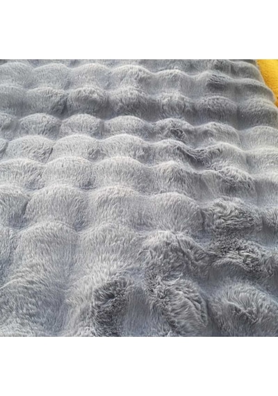 Bubble Tavşan Serisi Yumuşacık Tavşan Tüyü Kaymaz Taban Peluş Halı Gri