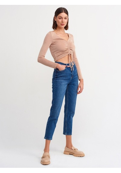 Dilvin 3795 Büzgülü Top-Camel